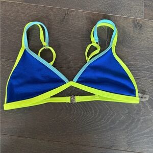 Vibrant Blue and Neon Green Bikini Top